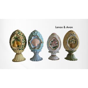 Lot of 4 Vtg Eggs Avon (3 ea) 1994 & Lenox (1 ea) 1990 Pedestal Eggs